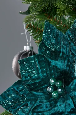 Artificial Emerald Poinsettia Flower, 30 Cm