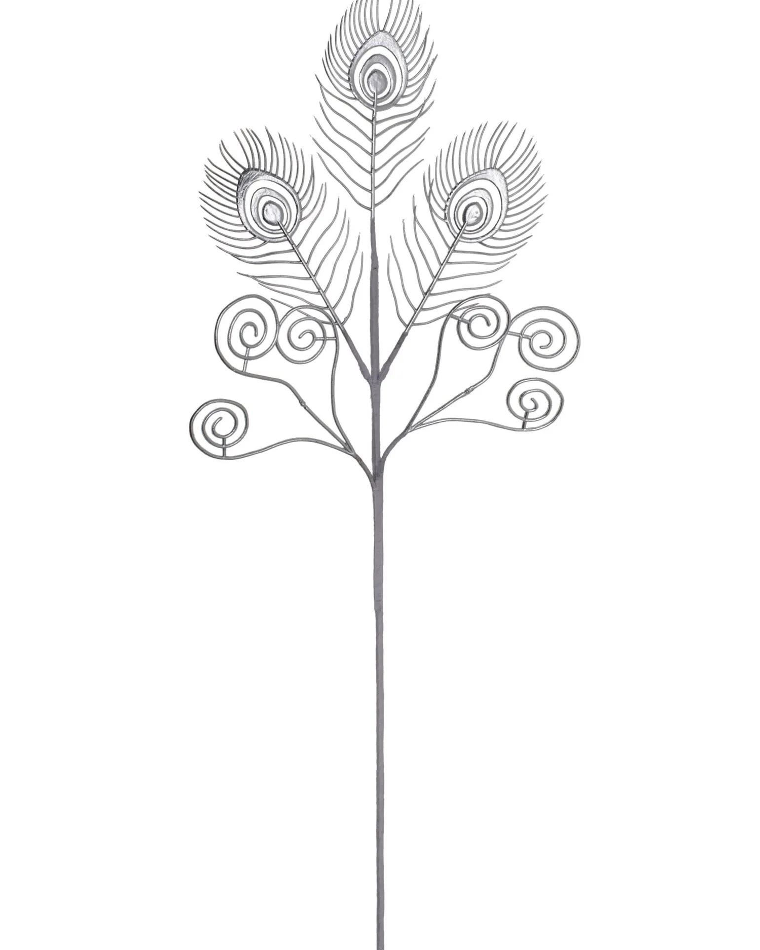 Artificial Feather Pick, Silver, 62 Cm