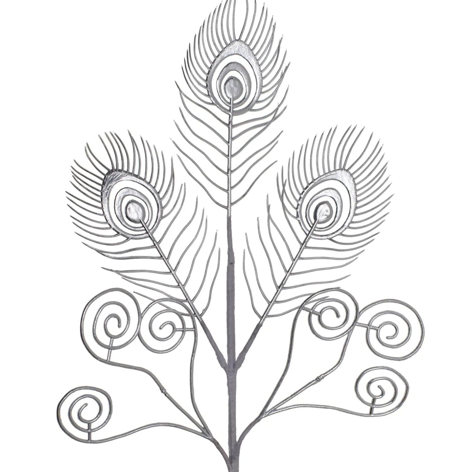Artificial Feather Pick, Silver, 62 Cm
