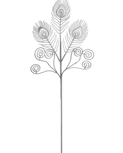 Artificial Feather Pick, Silver, 62 Cm