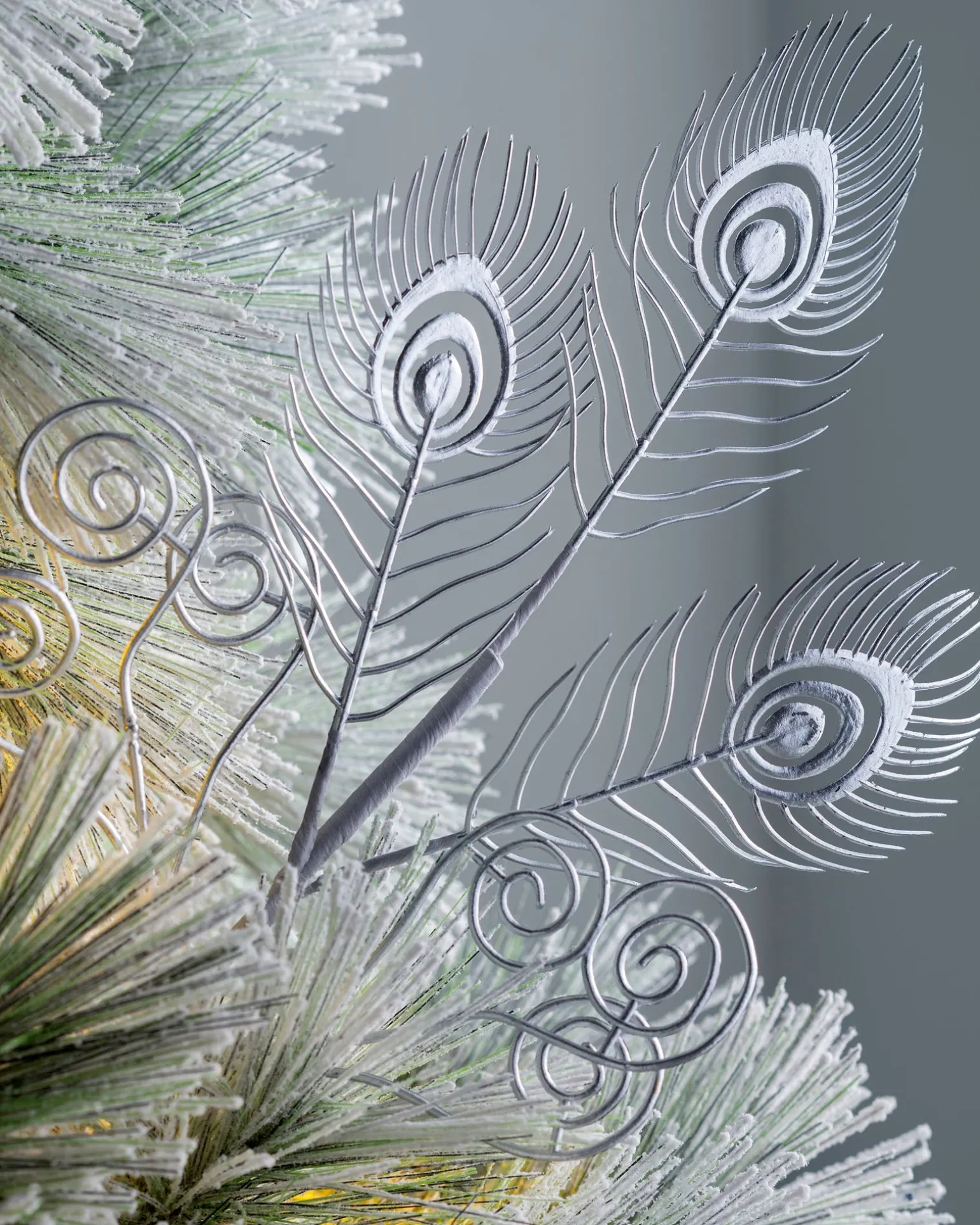 Artificial Feather Pick, Silver, 62 Cm