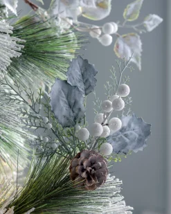 Artificial Frosted Berries And Pinecones Pick, 20 Cm