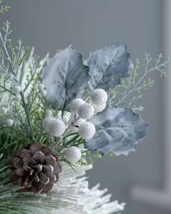 Artificial Frosted Berries And Pinecones Pick, 20 Cm