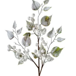 Artificial Frosted Berries Pick, White, 25 Cm