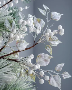 Artificial Frosted Berries Pick, White, 25 Cm