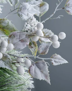 Artificial Frosted Berries Pick, White, 25 Cm