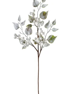Artificial Frosted Berries Pick, White, 25 Cm