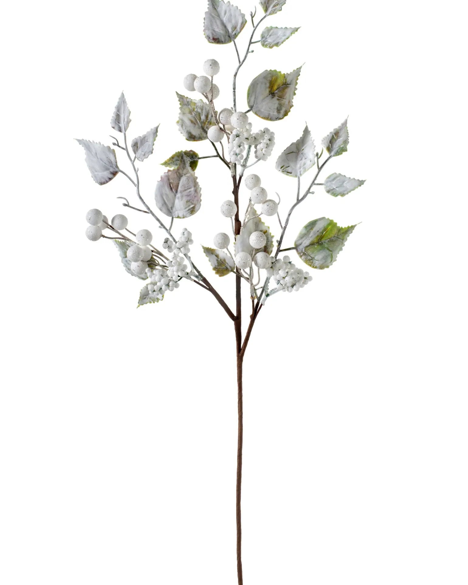 Artificial Frosted Berries Pick, White, 25 Cm