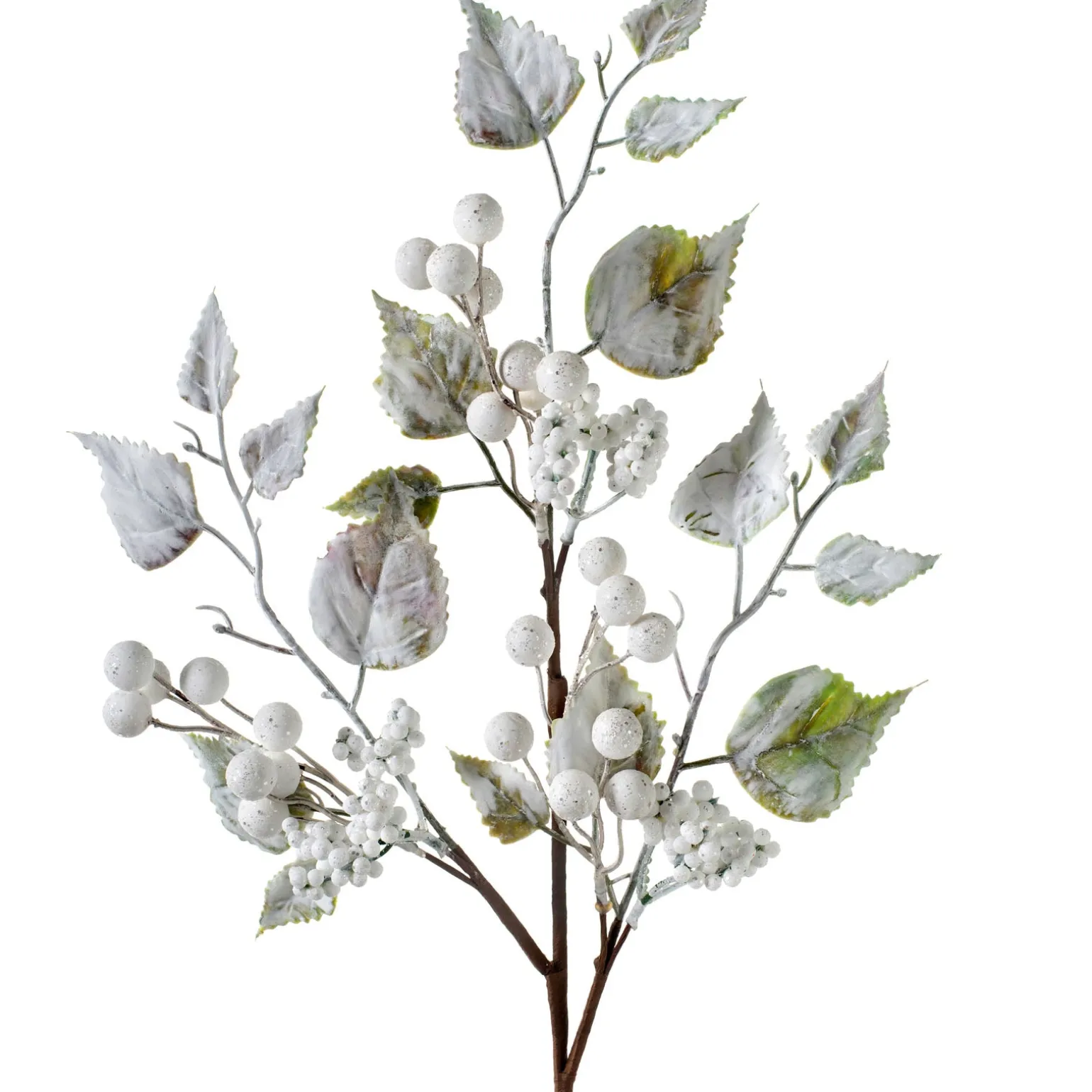 Artificial Frosted Berries Pick, White, 25 Cm