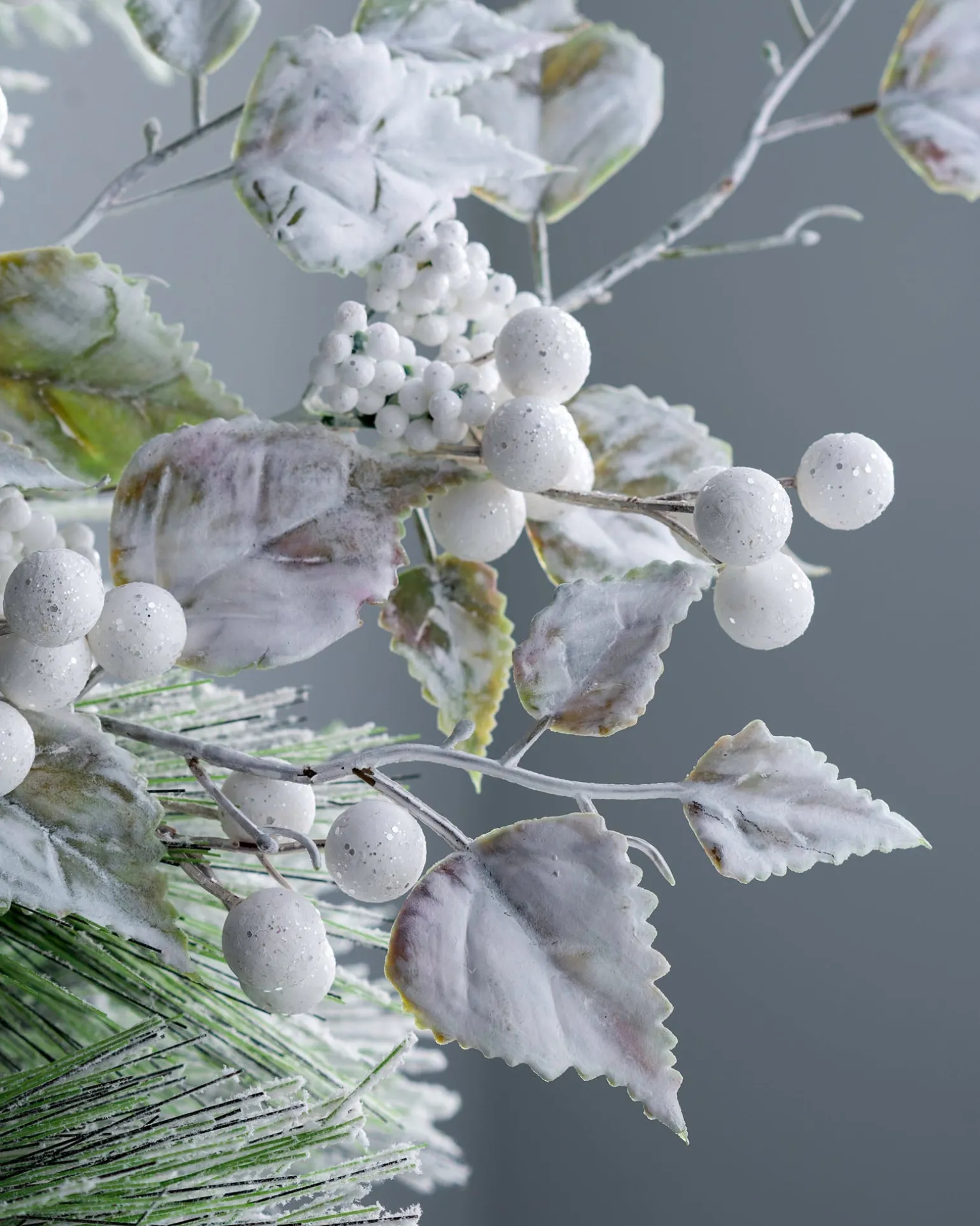 Artificial Frosted Berries Pick, White, 25 Cm