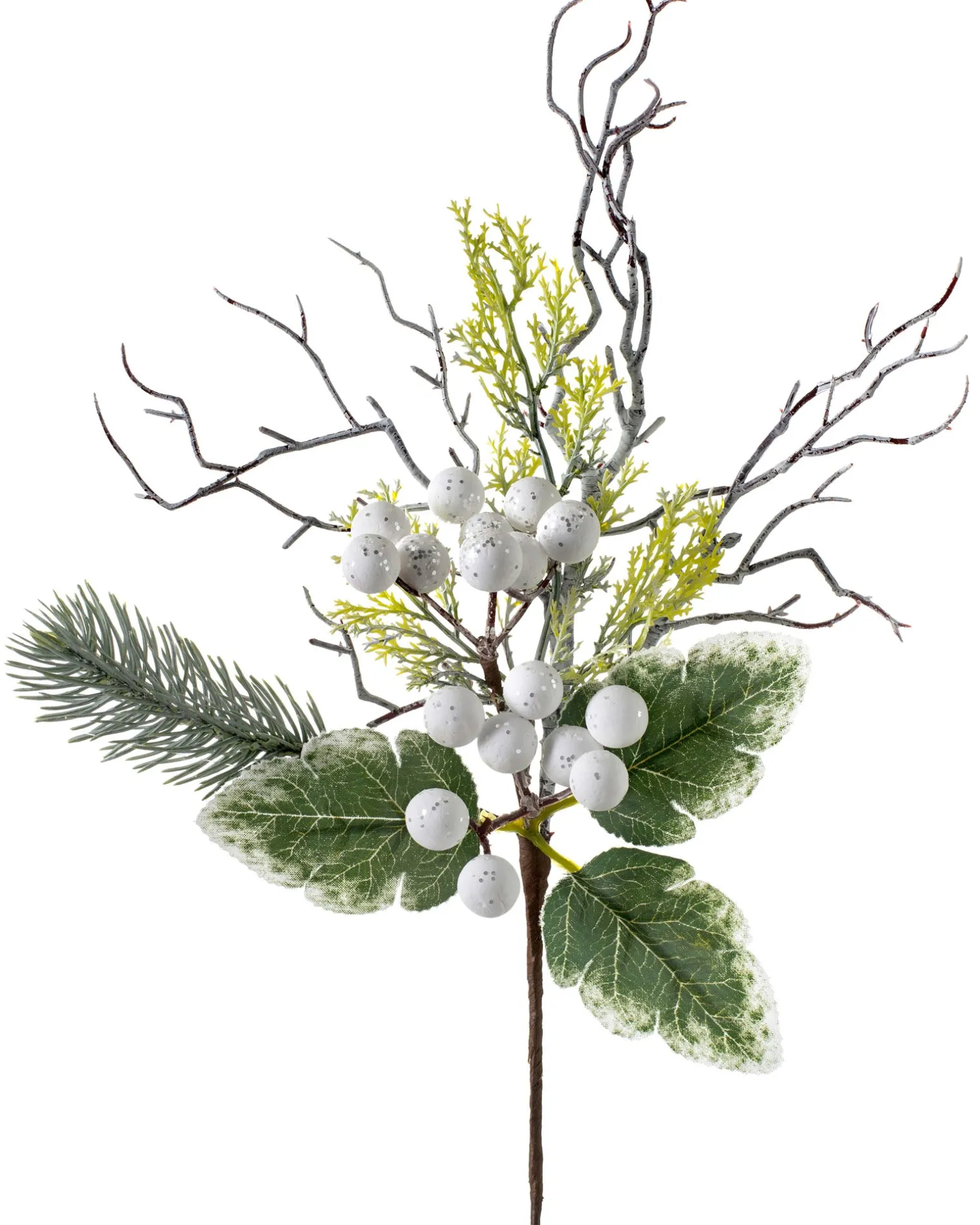 Artificial Frosted Berries Pick, White, 31 Cm