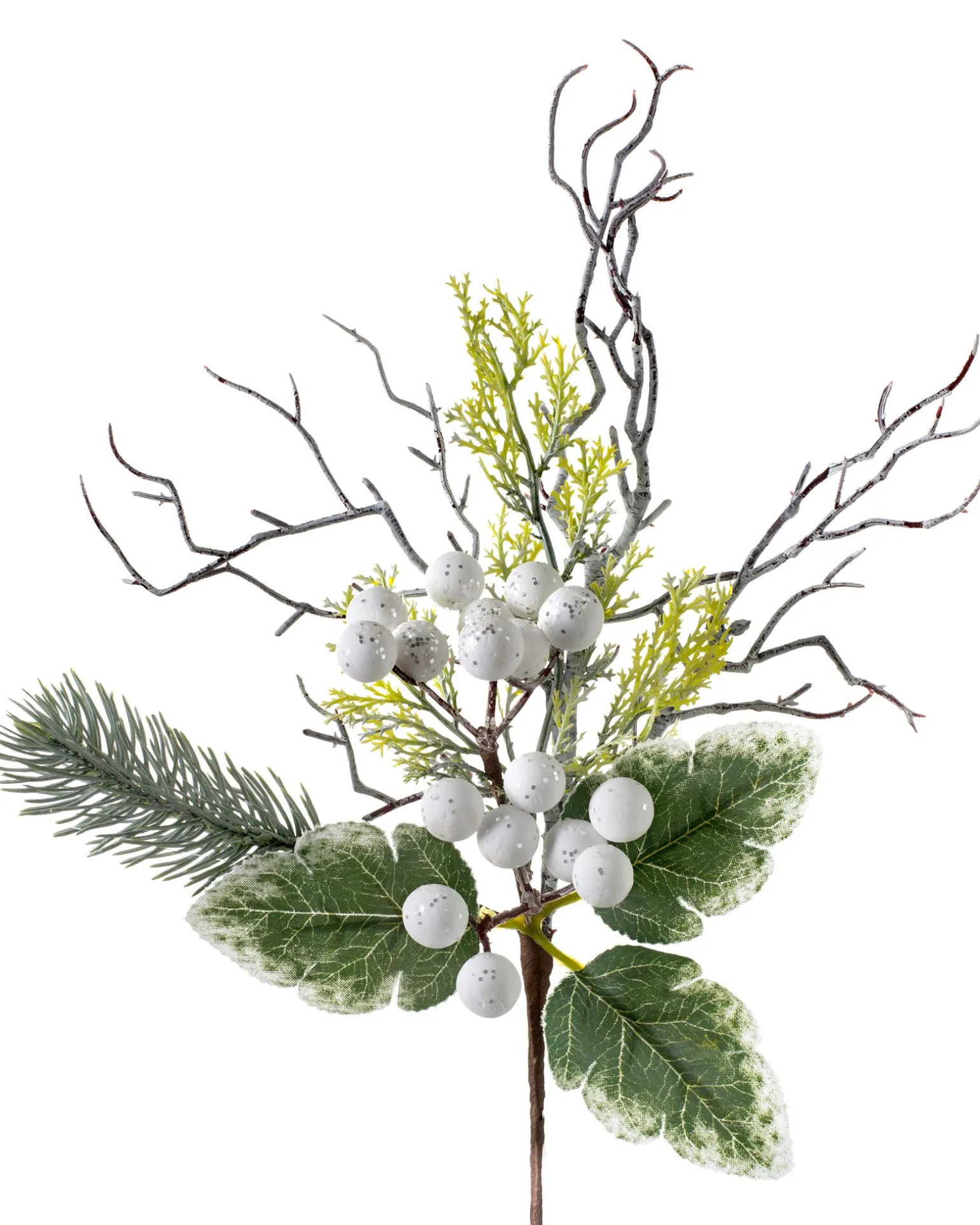 Artificial Frosted Berries Pick, White, 31 Cm