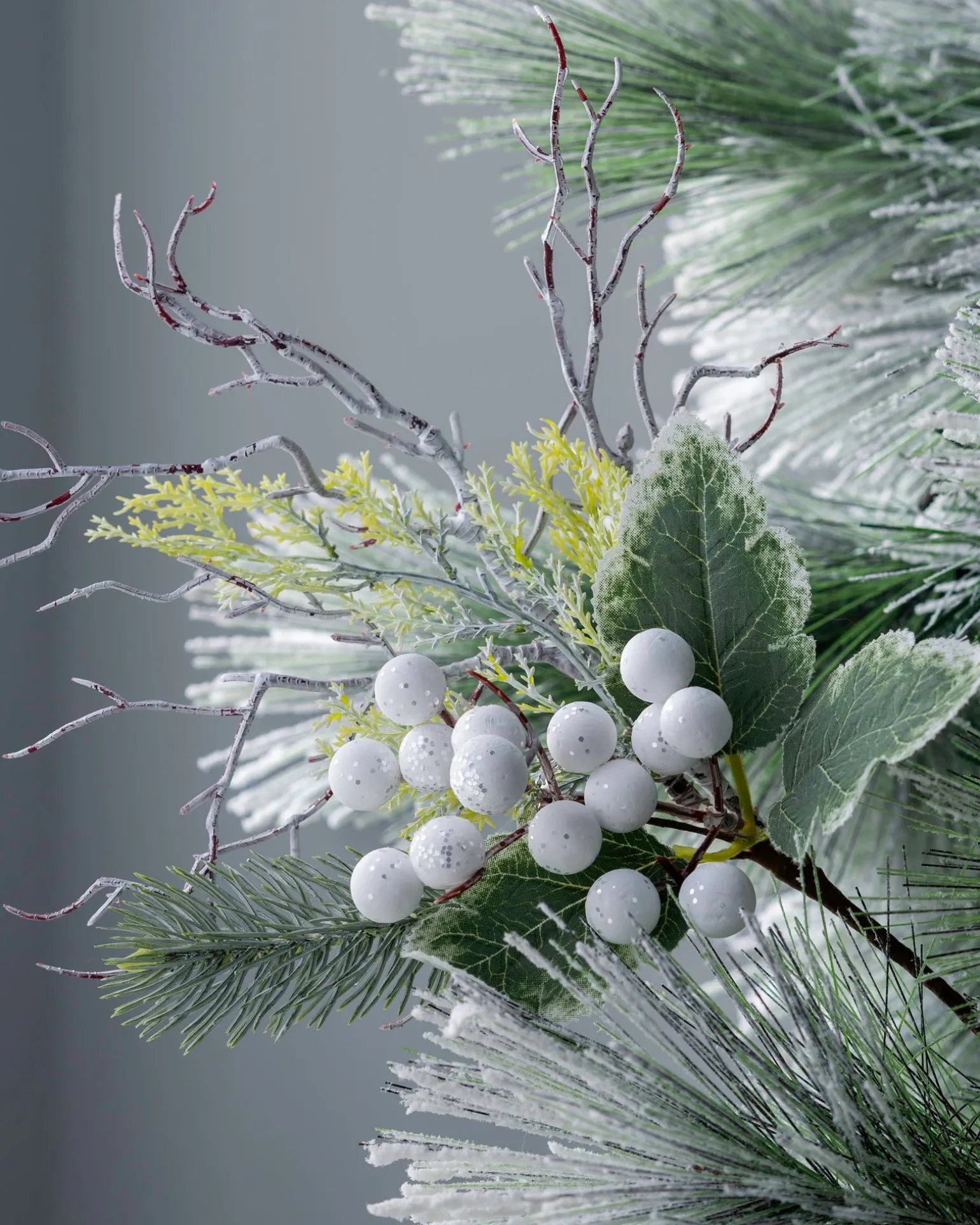 Artificial Frosted Berries Pick, White, 31 Cm
