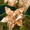 Artificial Gold Poinsettia Flower With Clip, 3 Pack, 12 Cm