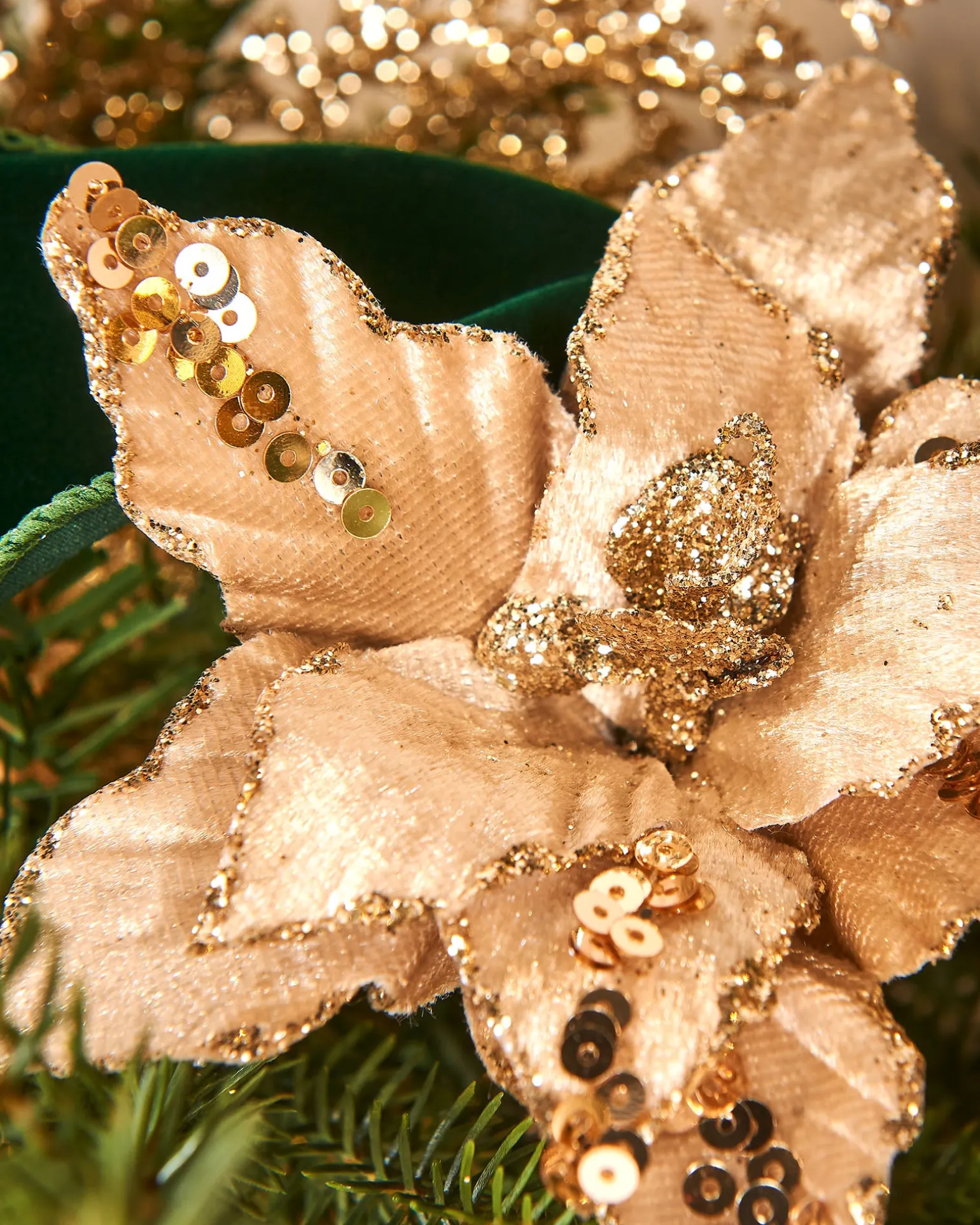 Artificial Gold Poinsettia Flower With Clip, 3 Pack, 12 Cm