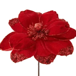 Artificial Magnolia Flower, Red, 26 Cm