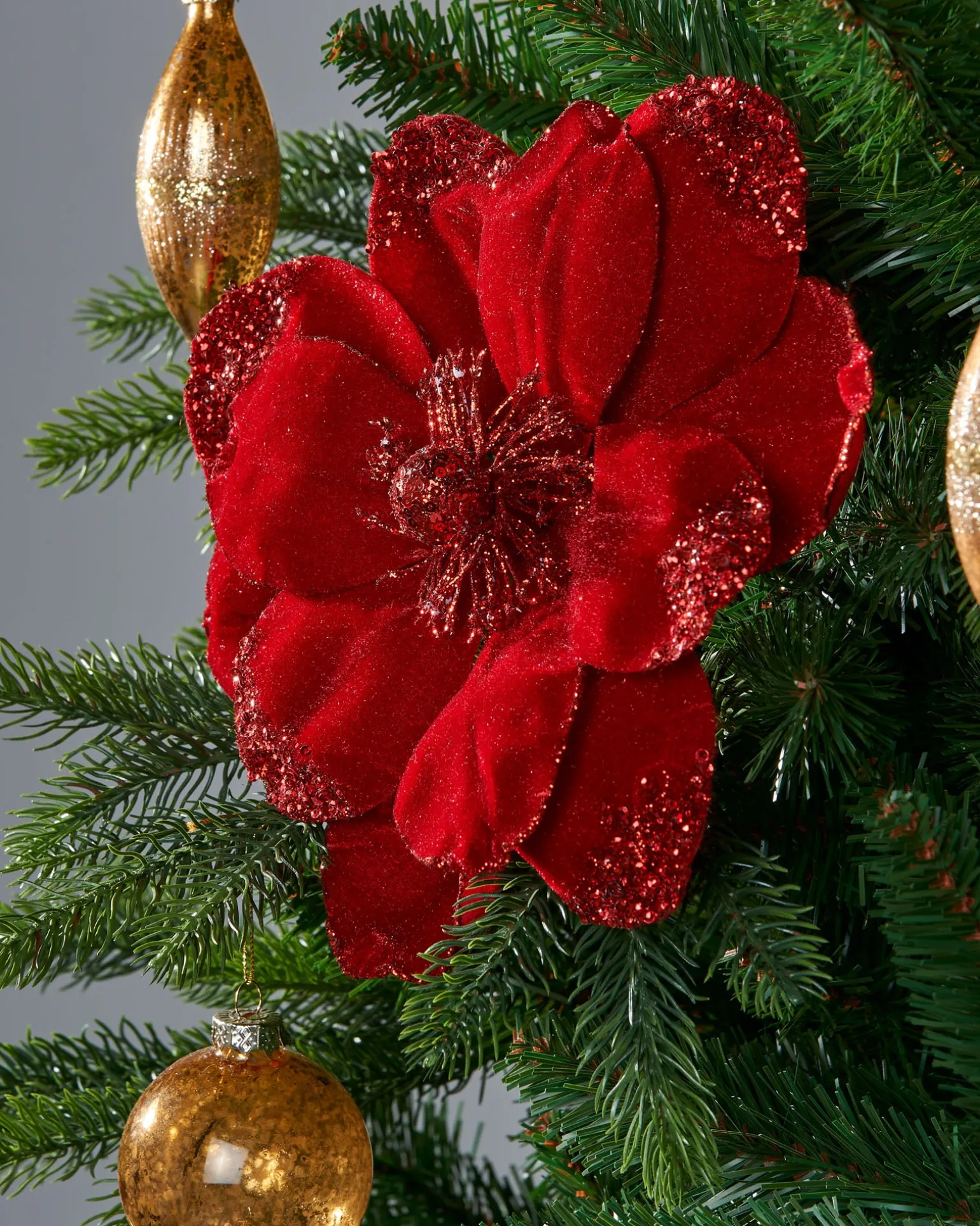 Artificial Magnolia Flower, Red, 26 Cm
