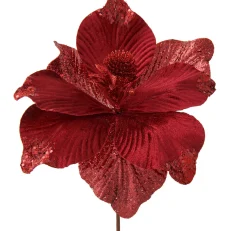 Artificial Magnolia Flower, Red, 25 Cm