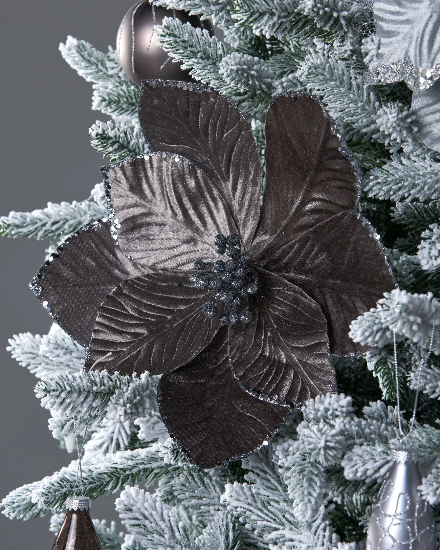 Artificial Magnolia Flower, Grey, 28 Cm