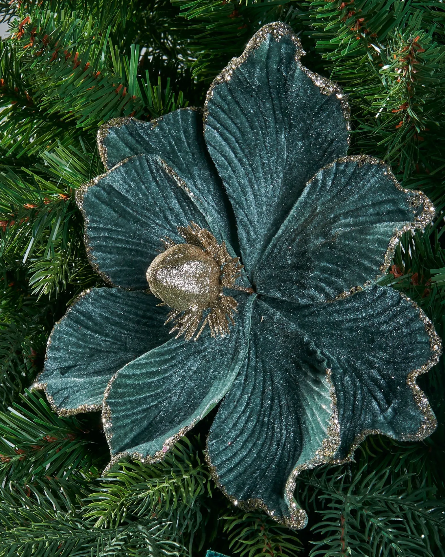 Artificial Magnolia Flower, Emerald, 23 Cm