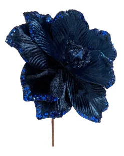 Artificial Magnolia Flower, Navy, 26 Cm