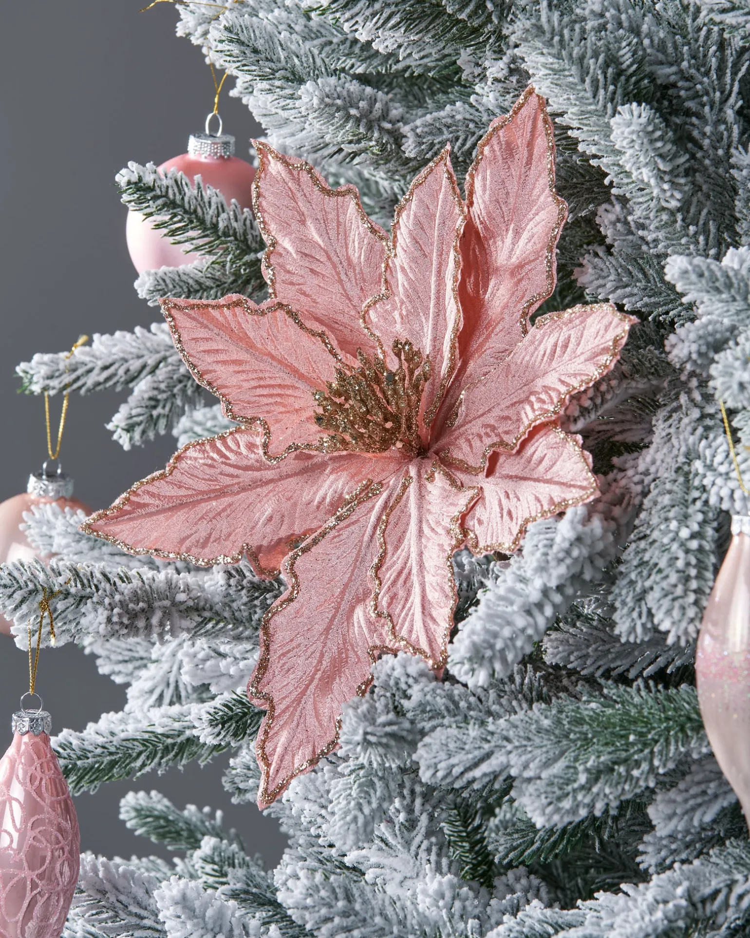 Artificial Poinsettia Flower, Pink, 30 Cm