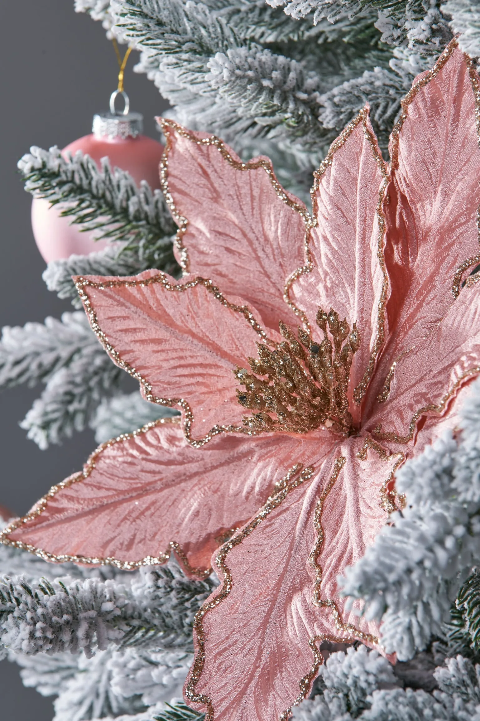 Artificial Poinsettia Flower, Pink, 30 Cm