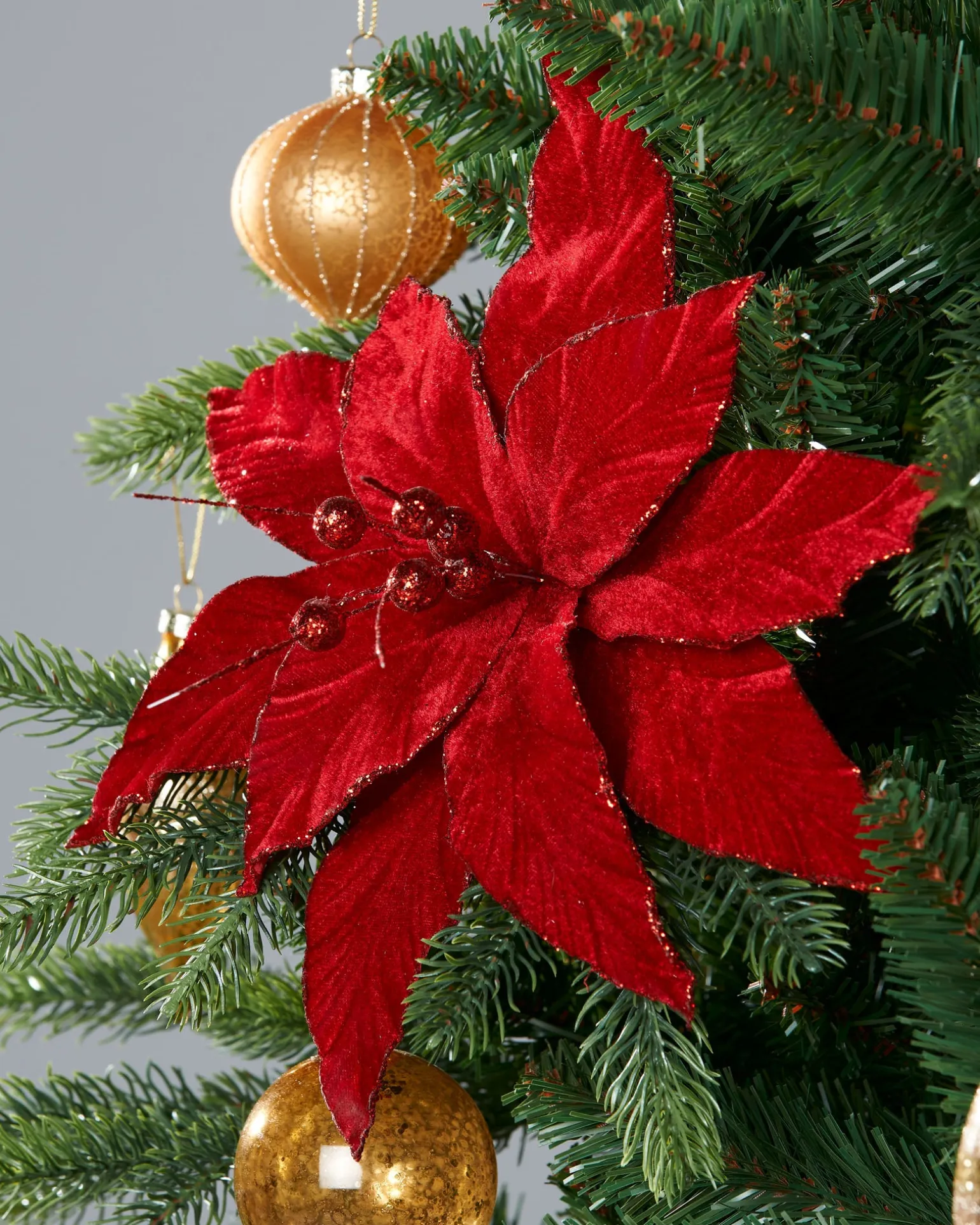 Artificial Poinsettia Flower, Red, 25 Cm