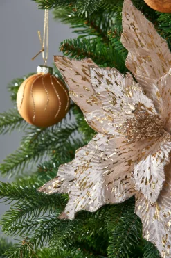 Artificial Poinsettia Flower, Gold, 25 Cm
