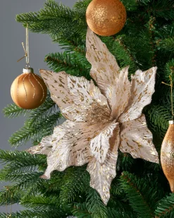 Artificial Poinsettia Flower, Gold, 25 Cm