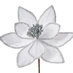 Artificial Poinsettia Flower, White, 24 Cm