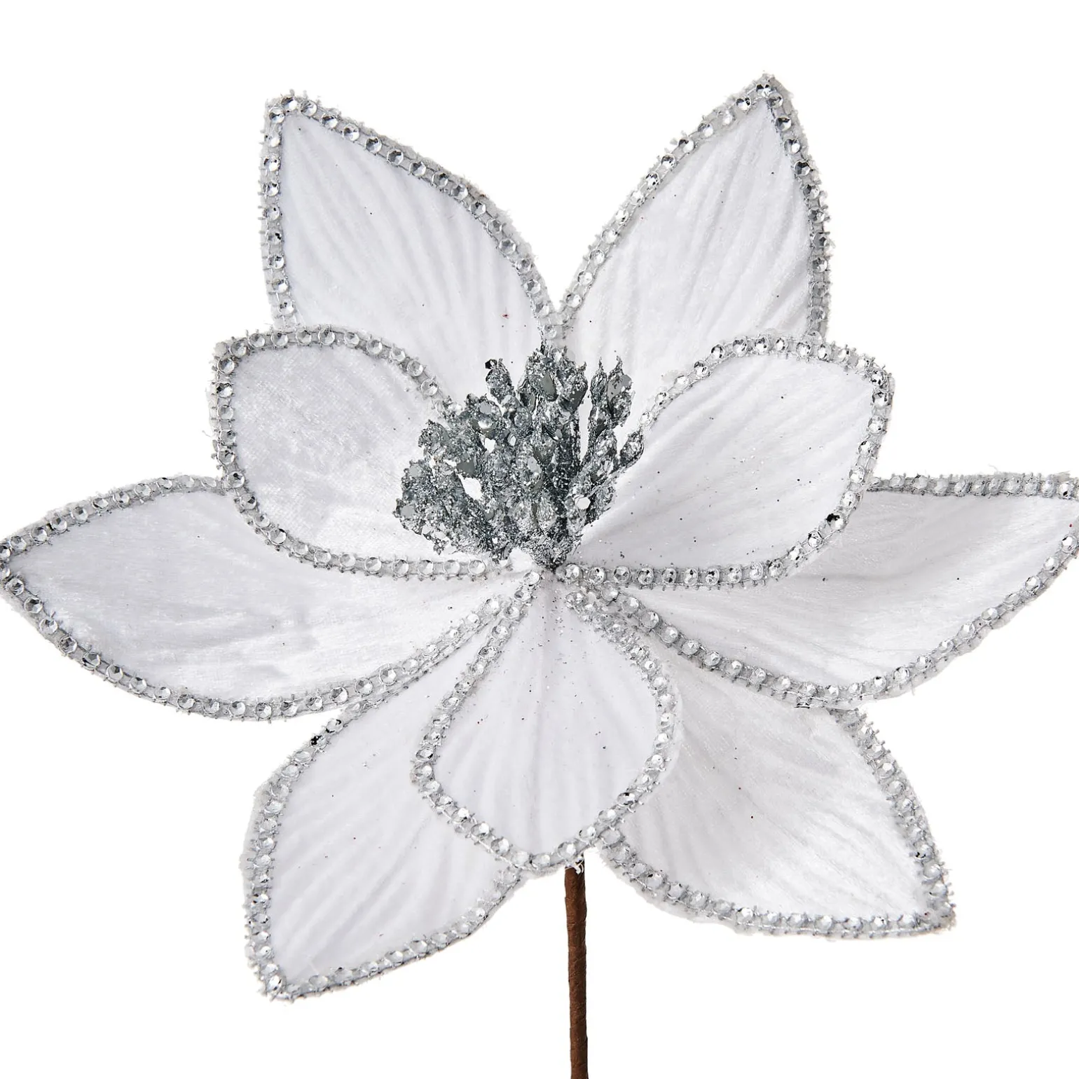 Artificial Poinsettia Flower, White, 24 Cm