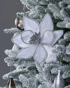 Artificial Poinsettia Flower, White, 24 Cm