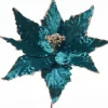 Artificial Poinsettia Flower, Turquoise, 28 Cm