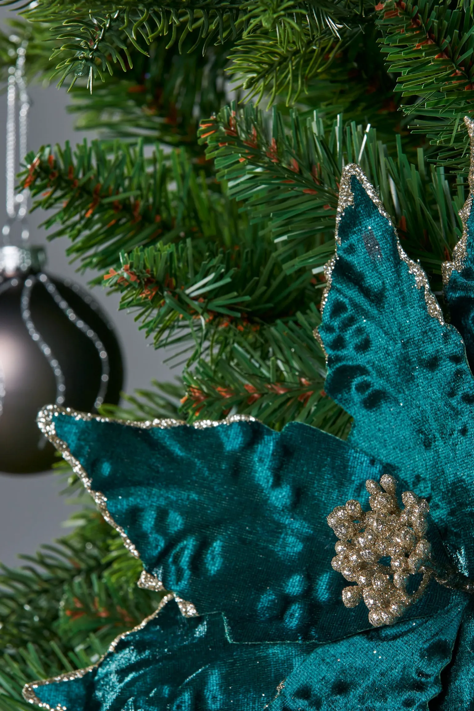 Artificial Poinsettia Flower, Turquoise, 28 Cm