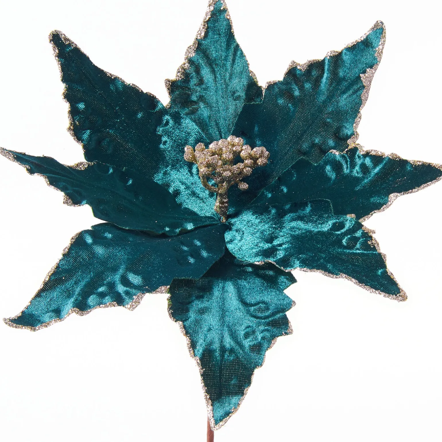 Artificial Poinsettia Flower, Turquoise, 28 Cm
