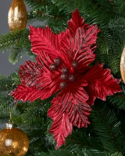 Artificial Poinsettia Flower, Red, 26 Cm