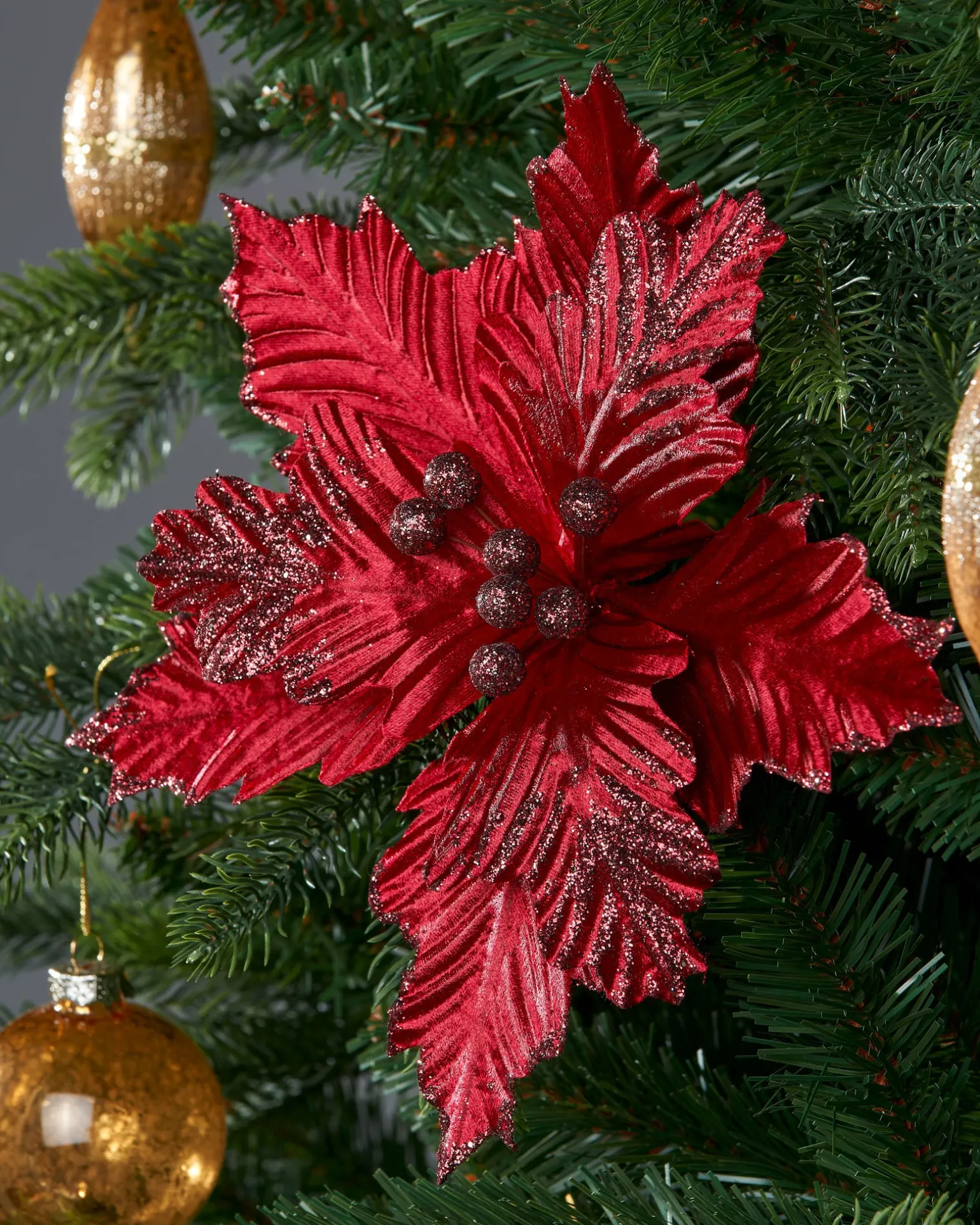 Artificial Poinsettia Flower, Red, 26 Cm