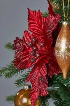 Artificial Poinsettia Flower, Red, 26 Cm