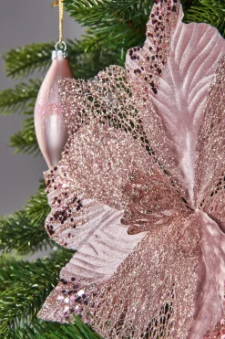 Artificial Poinsettia Flower, Pink, 30 Cm
