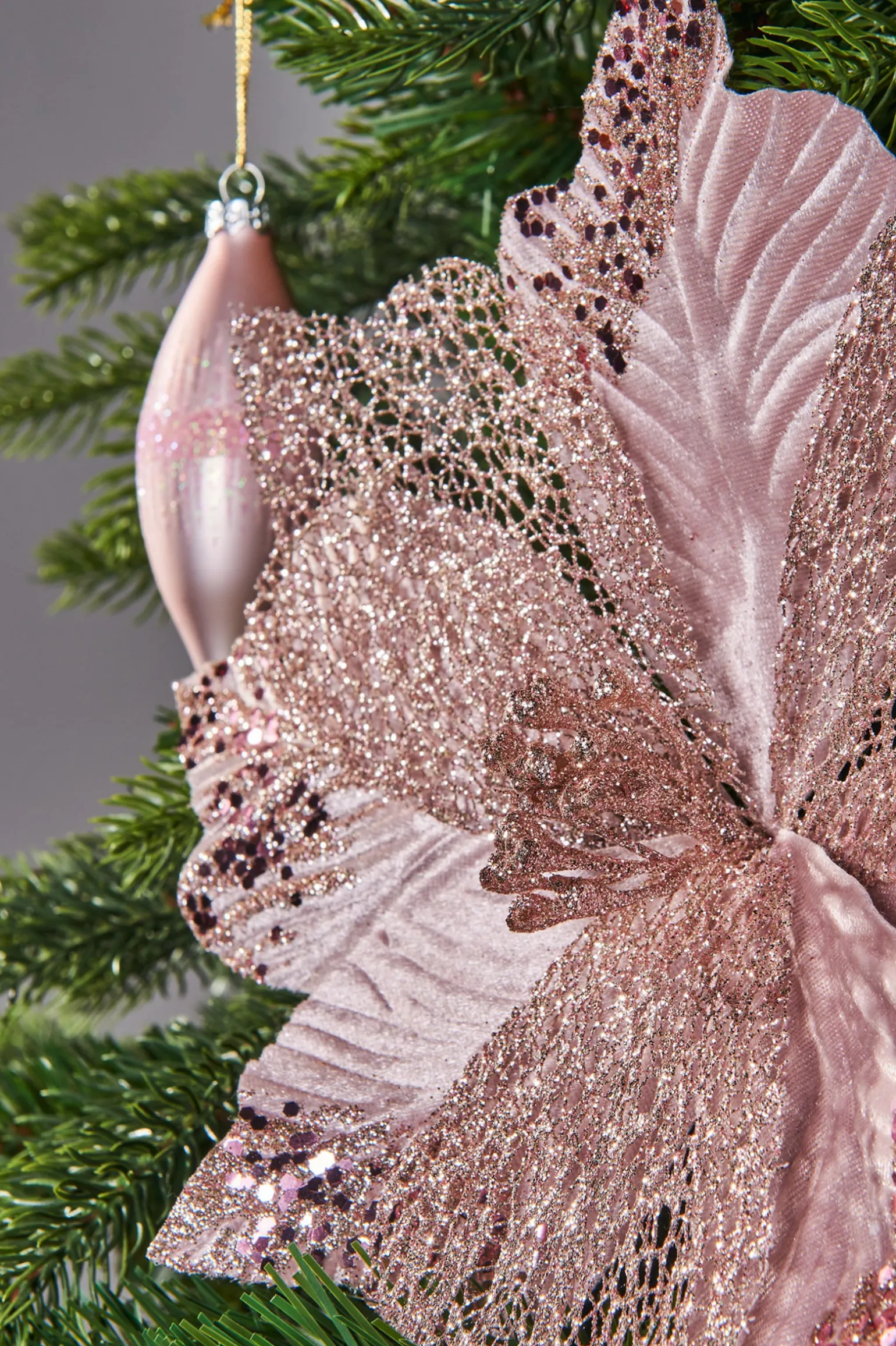 Artificial Poinsettia Flower, Pink, 30 Cm