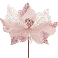 Artificial Poinsettia Flower, Pink, 30 Cm