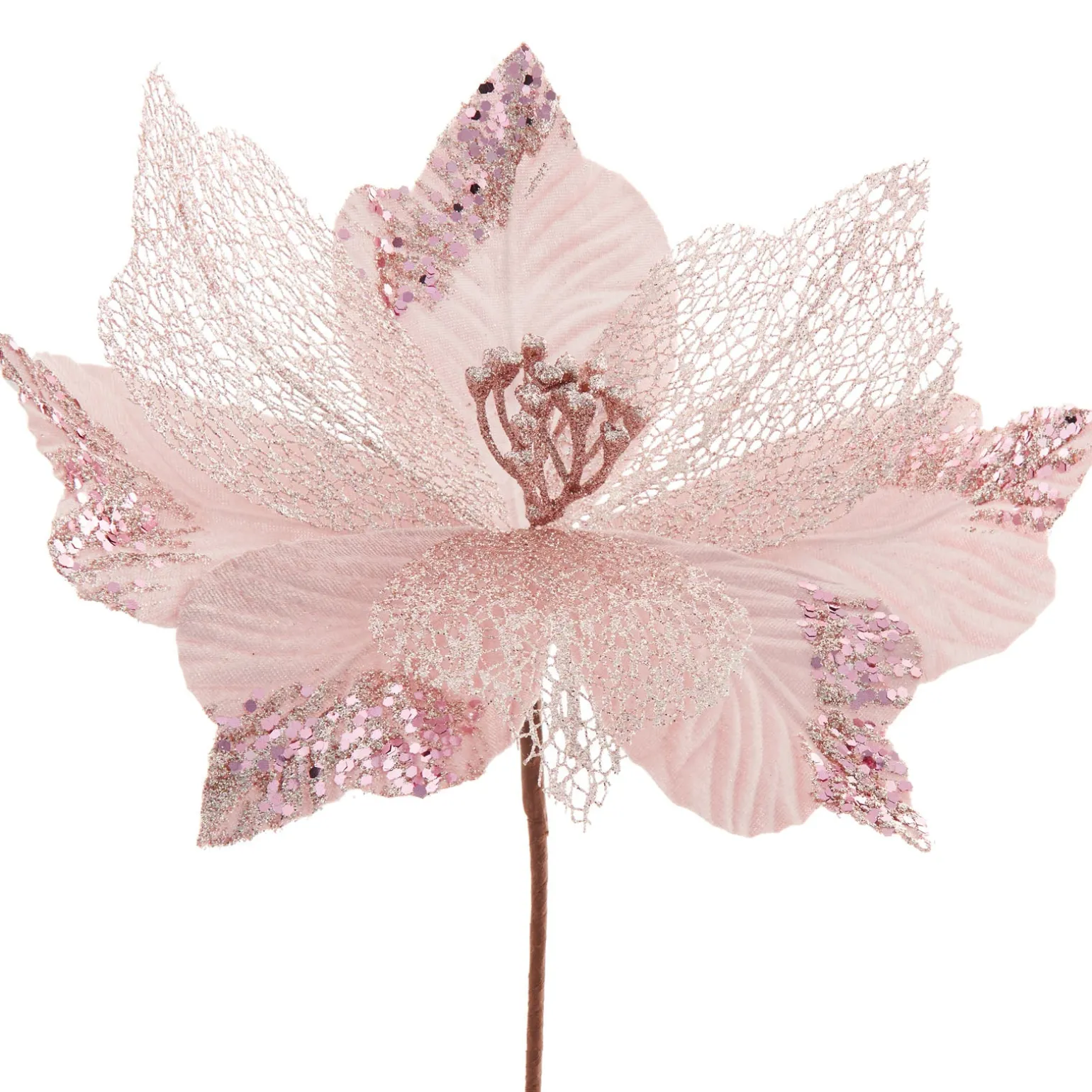 Artificial Poinsettia Flower, Pink, 30 Cm
