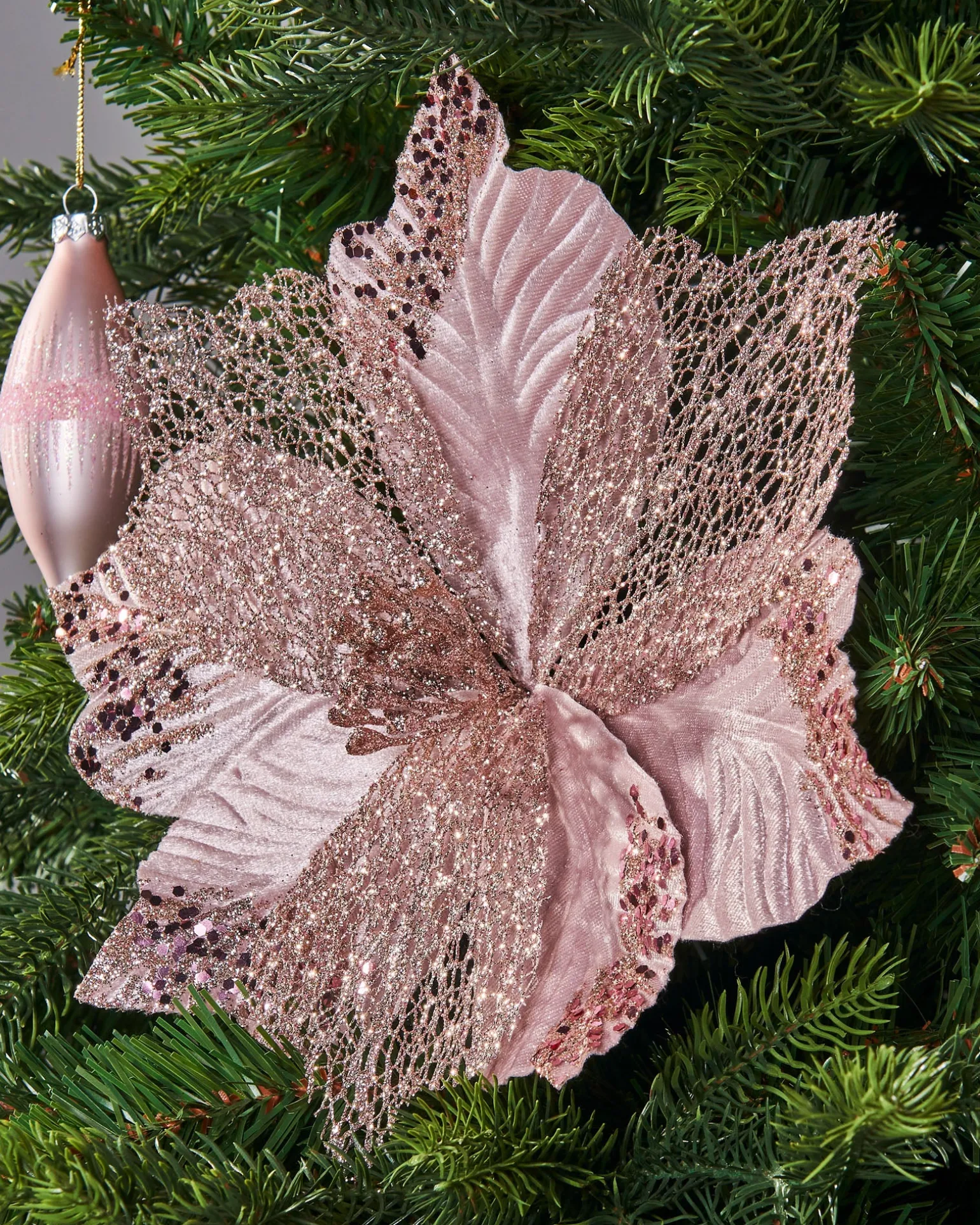 Artificial Poinsettia Flower, Pink, 30 Cm