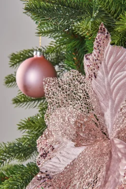 Artificial Poinsettia Flower, Pink, 30 Cm
