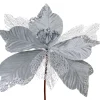 Artificial Poinsettia Flower, Silver, 30 Cm