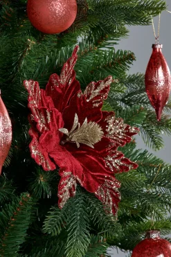 Artificial Poinsettia Flower, Red, 30 Cm