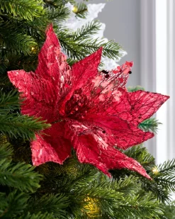 Artificial Poinsettia Flower, Red, 34 Cm