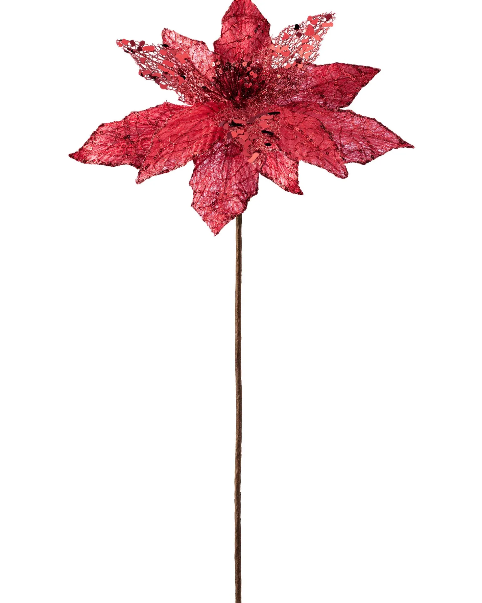 Artificial Poinsettia Flower, Red, 34 Cm