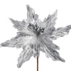 Artificial Poinsettia Flower, Silver, 30 Cm